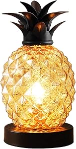 Mercury Glass Pineapple Lamp, Silver Glass Table Lamp for Bedroom, Dresser, Living Room, Kids Room, Coffee Table, Office, Bookstore, Festival Decor and Gift (Silver)