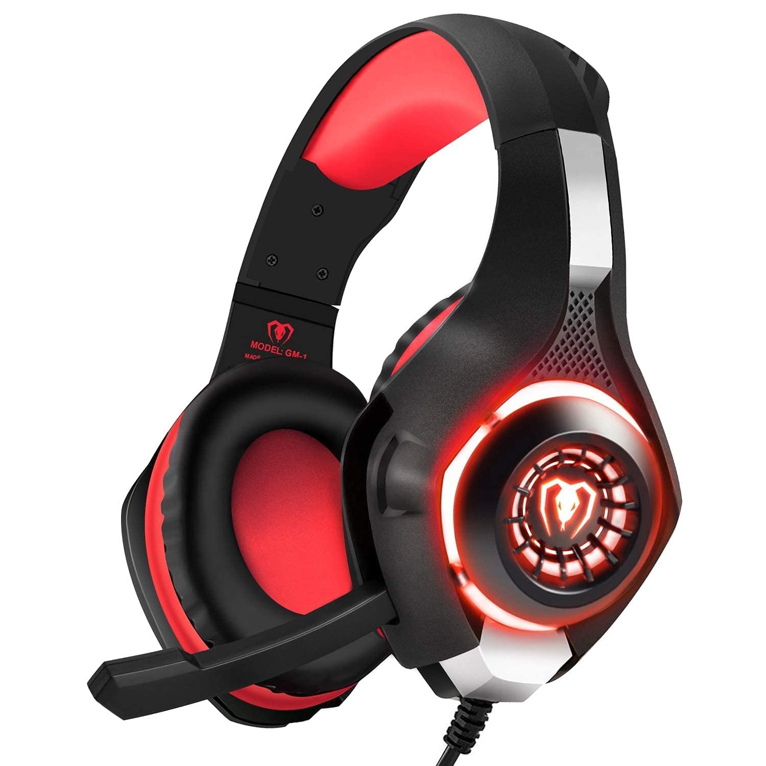 Photo 1 of BlueFire Stereo Gaming Headset with Microphone for PS5 PS4 Xbox One Switch PC Mac – Wired Over-Ear Headphones with Surround Sound, Soft Memory Foam, Noise Canceling Mic, Light, 3.5mm Jack (Red)