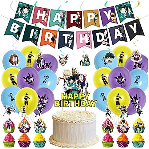 thumbnail image 2 of My Hero Academia Birthday Party Decoration Set – Balloons, Banner, Cake Toppers – Anime Theme 2 of 6