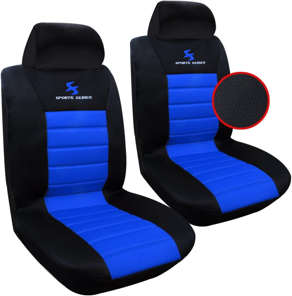 WOLTU Car Van Seat Covers Front Pair blue black Universal for Cars Vans Car Seat Protector, 2er Set