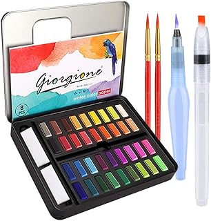 DIAOPROTECT Aquarellfarben,36 Wasserfarben Set,Aquarellfarben Kasten mit 8 Aquarellpapier,2 Wassertankpinsel,2 Pinsel,1 Mischpalette, Aquarellfarbkasten Set ideal für Anfänger und Profis