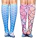 Oryer 2 Pairs Womens Mermaid Socks 3D Printing Long Knee High Socks Stockings
