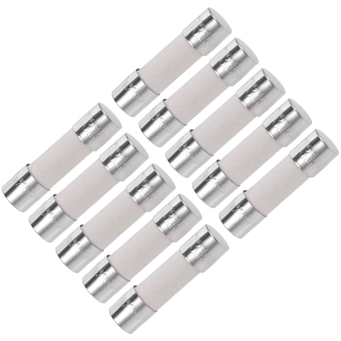 sourcing map Ceramic Cartridge Fuses 3.15A 250V 5x20mm Slow Blow Replacement for Stereo Audio Alarm Amplifier Ceramic 10pcs