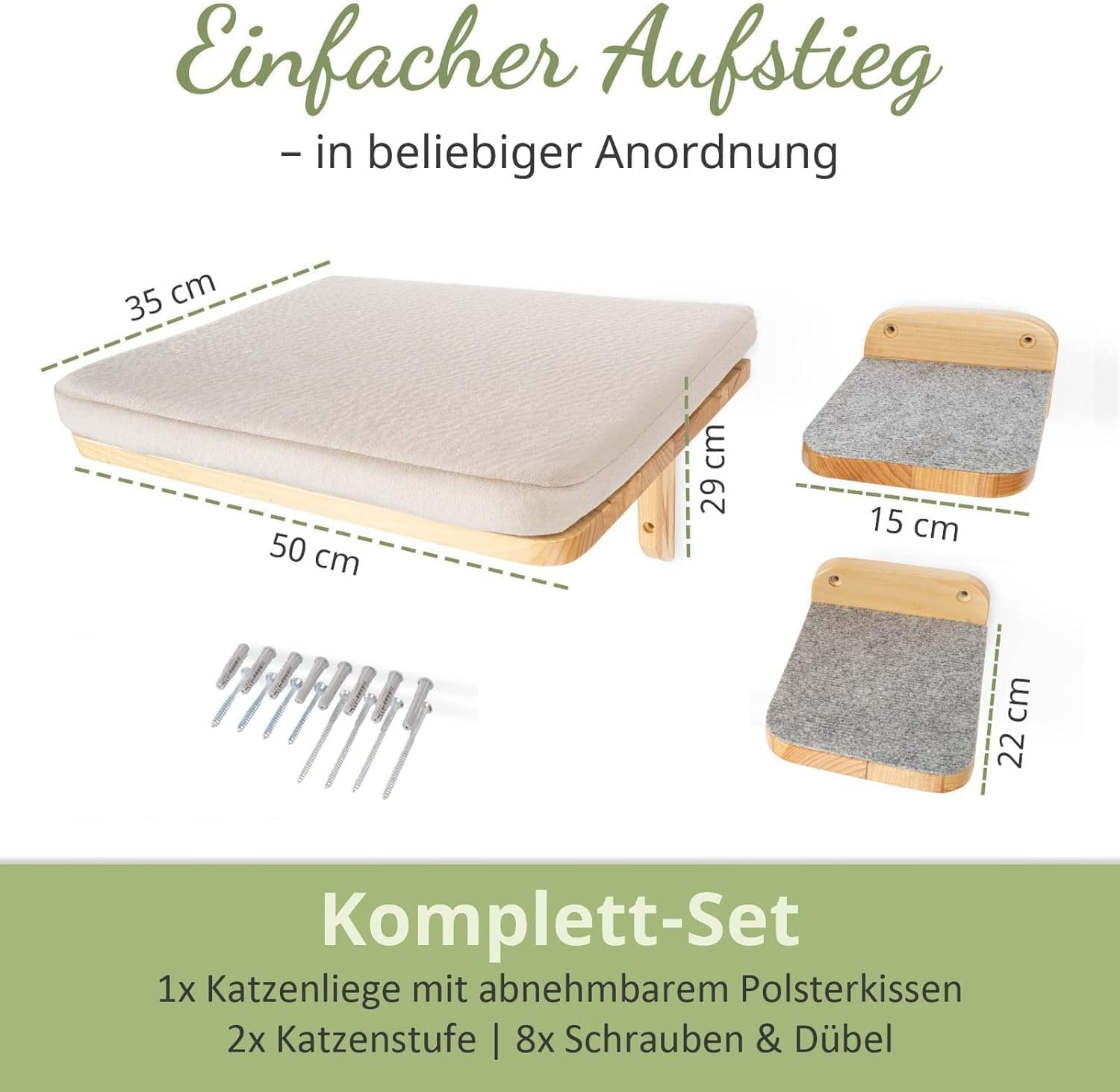 WOOWOOD® Kletterwand Katzen inkl. 2X Katzentreppe Wand [extrem Stabil] Katzen Wandelemente, Kratzbaum Wand, Katzenhängematte, Katzen Wand, Katzenwand, Wandkratzbaum, Katzenmöbel, Kletterwand Katzen 2