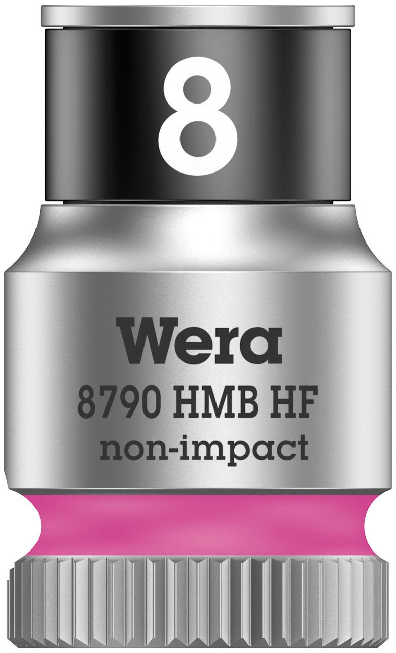 Wera 05003742001 8790 Hmb Holding Function Zyklop Socket Drive, Bright Pink, 3/8-Inch x 29 mm, Size 8