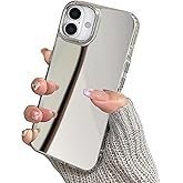YTanazing for iPhone 17 Mirror Case Women Girls Makeup,Cute Glass Glossy Mirror Back Hard Case with Clear Soft Silicone Shockproof Bumper TPU Frame for iPhone 17