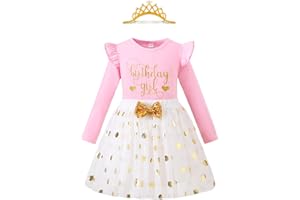 LYSMuch Kids Toddler Baby Girls Birthday Outfits Princess Vest Long Sleeve Shirt Mesh Bubble Tutu Skirt Set