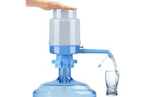 ONE250 Manual Water Bottle Pump, Easy Drinking Water Pump, Easy Portable Manual Hand Press Dispenser Water Pump for Universal 2-6 Gallon Bottle Coolers (Gray/Blue)