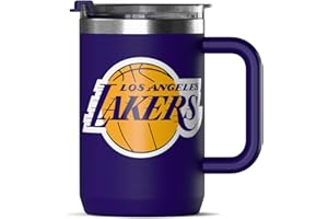 Hydrapeak x NBA Officially Licensed Los Angeles Lakers 18oz Insulated Coffee Mug with Flip Lid and Handle for Travel, Cold/Hot, Stainless Steel Coffee Cup Insulated, BPA-Free Double Walled, Tea Mug