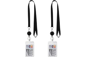 YOUOWO Lanyard Black Retractable Badge Reel with Badge Reel Clip for id Card Badges Holders Vertical Punched Zipper Waterproof 2 Pack