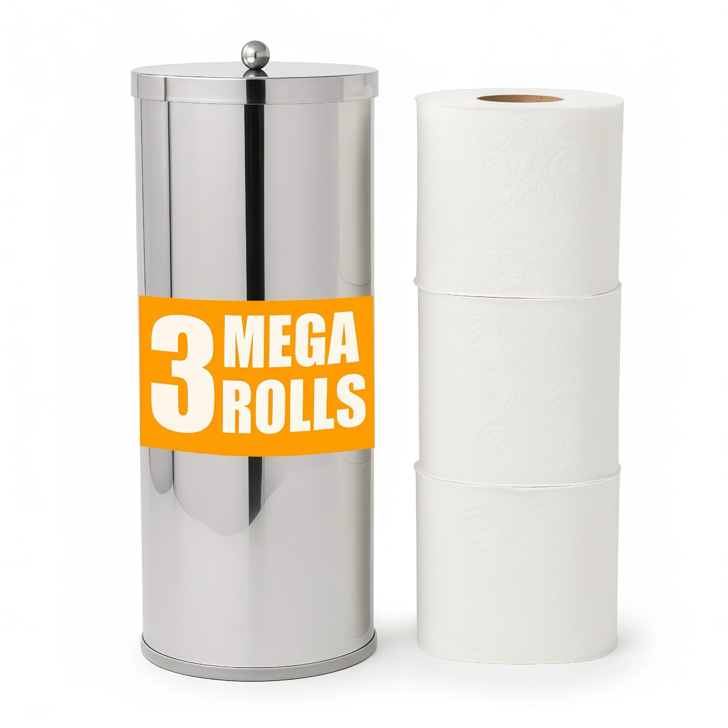 Photo 1 of [2023 Upgraded Version] HUJI Rust Resistant Stainless Steel Toilet Paper Roll Canister Holder w/Removable Base for Bathroom Storage (1 Pack, Toilet Paper Canister)