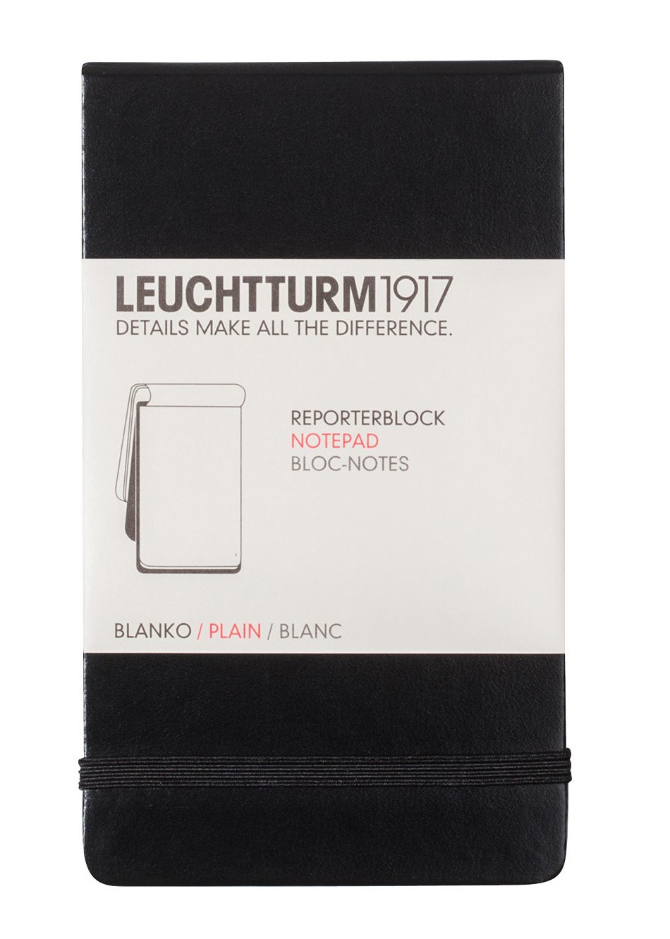 Leuchtturm 90mm x 150mm A6 Pocket Reporter Plain Notebook - Black