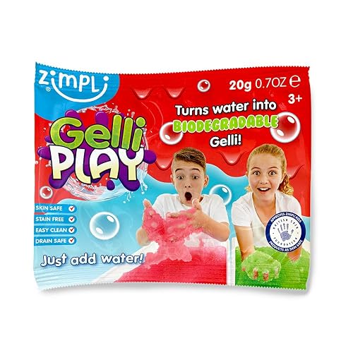 ZIMPLI Gelli Powder, Green & Red, Magically Turns Water into Thick, Colourful goo, UK Made, Great Value, Great Fun, UK Made
