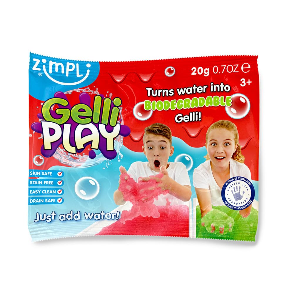ZIMPLI - Gelli Powder, Green & Red, Magically Turns Water into Thick, Colourful goo, UK Made, Great Value, Great Fun