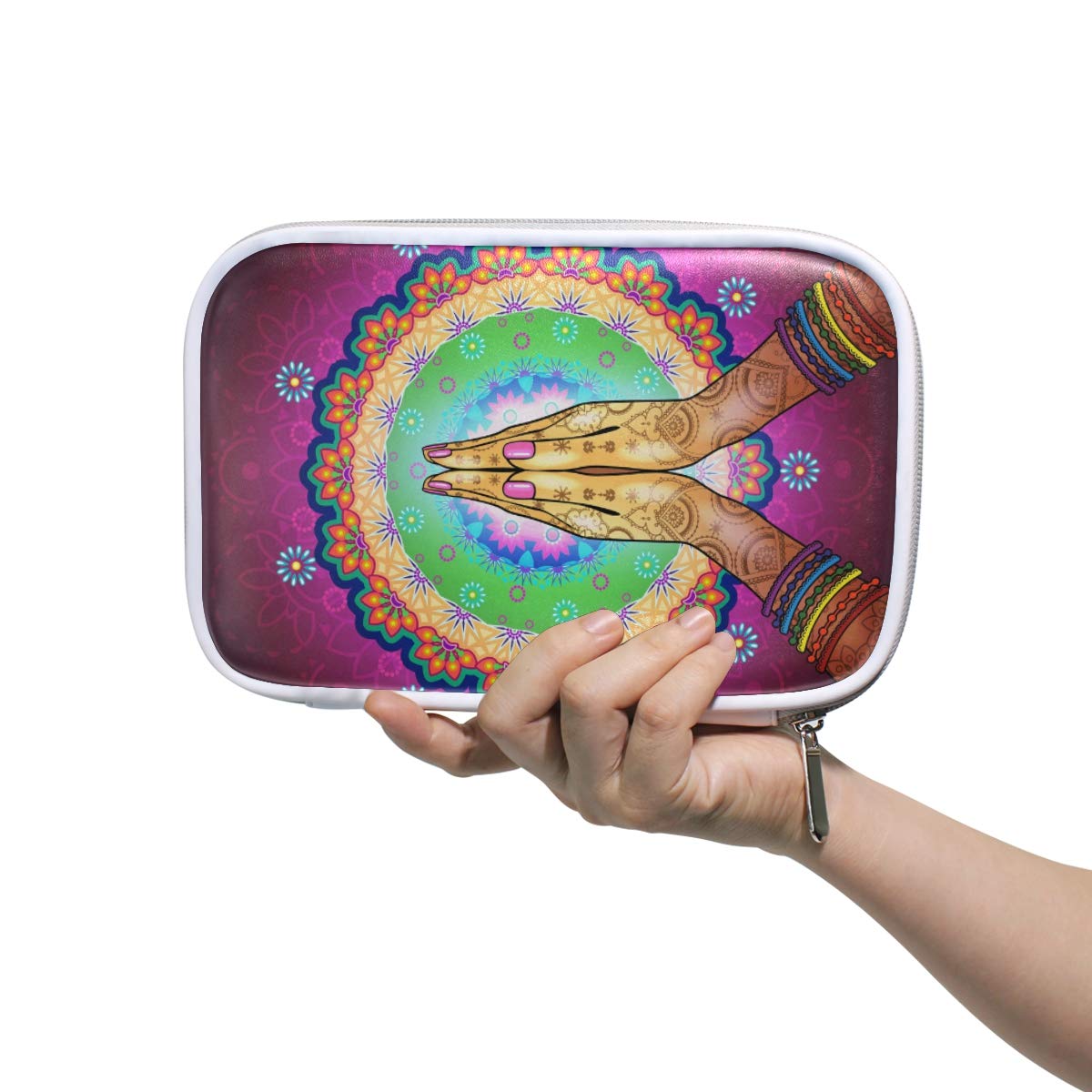 ISAOA Large Capacity Multifunction Pencil Case for School,Namaste Mandala Sturdy Stationery Pencil Pouch Cosmetic Bag Case for Pen Makeup Brush Notebook