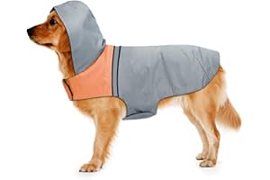HAVENFLY Dog Raincoat with Reflective Strip, Ultra Light Breathable Waterproof Dog Rain Jacket, Adjustable Waterproof Dog Raincoat with Hood, Suitable for Small, Medium, and Large Dogs (Grey, L)