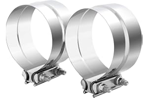 Vitonsbay 5.0 inch Exhaust Clamp, 5 Inch Lap Joint Exhaust Band Clamp Sleeve Coupler Stainless Steel (2Pcs)