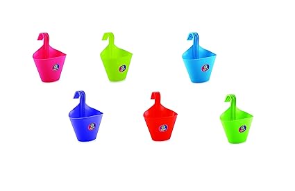 Migglo Plastic Hanging Pot and Flower Pot Plant Container Set,Pack of 6 (29x12.5x21.25 cm)