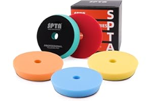 Buffing Polishing Pads, SPTA 6'' Orbital Buffer Pads Hook and Loop Buffing Pads, Foam Polish Pad 5 Grits from Coarse to Fine for 6 Inch DA Rotary Polisher Compounding, Polishing and Waxing