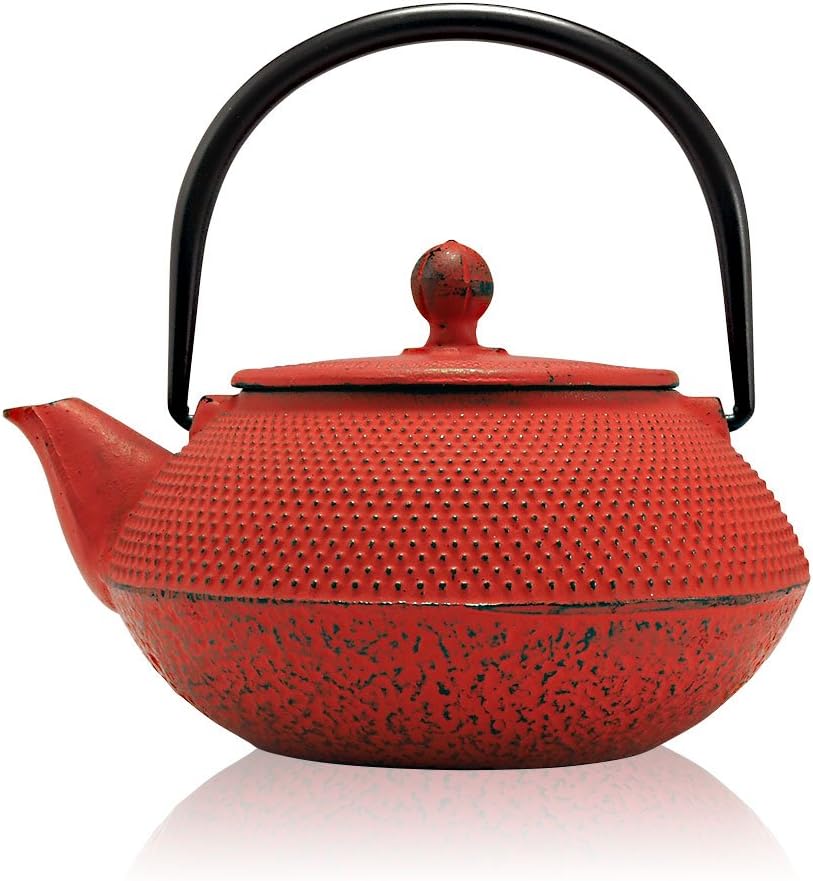 The Exotic Teapot Red Tenshi Cast Iron Teapot, 600ml (2 Cup Size