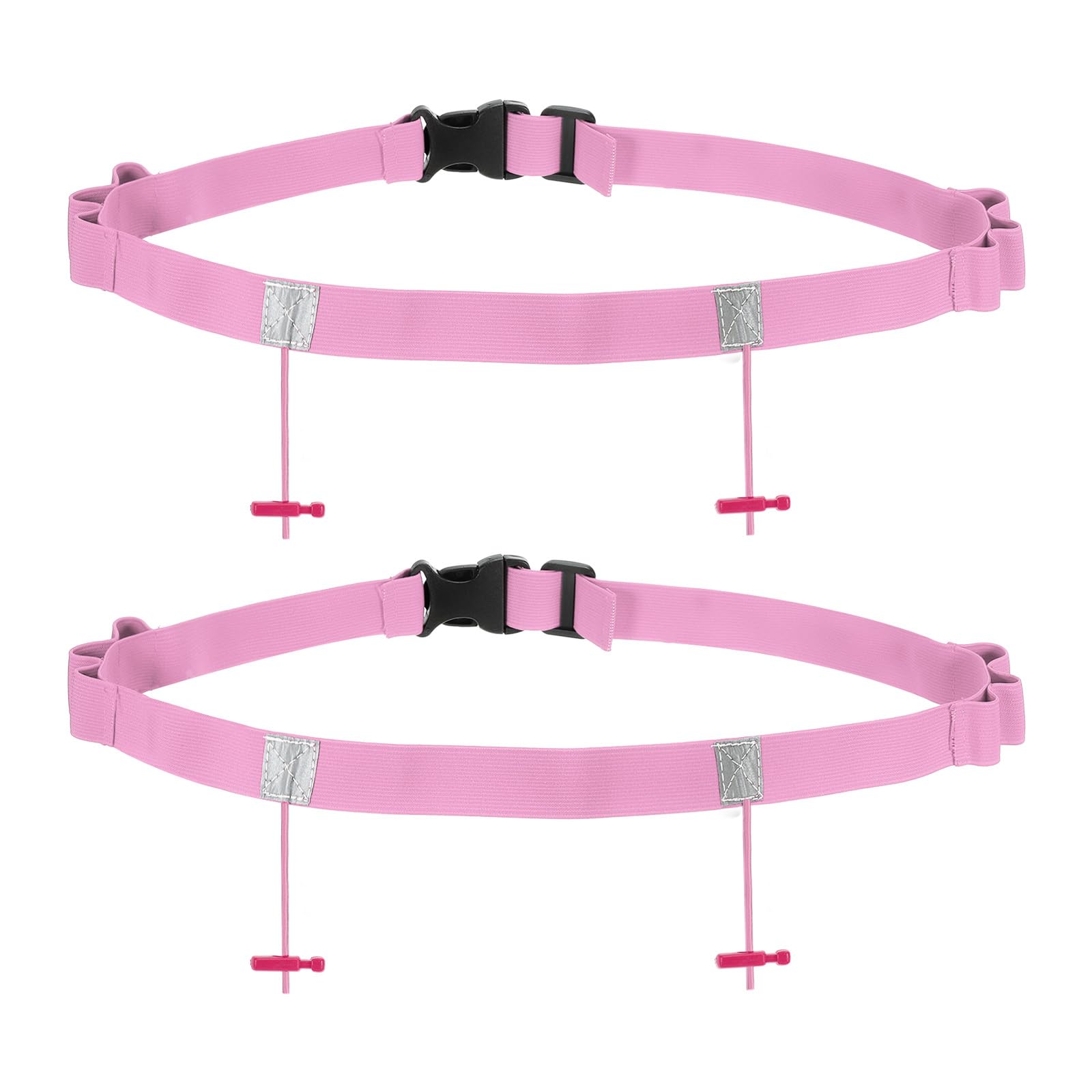 PATIKIL Triathlon Belt Bib Holder, 2 Pack Elastic Marathon Race Number Belt Marathon Running Race Belt with 6 Gel Loops for Marathon Racing Cycling, Pink