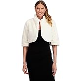 Laundry by Shelli Segal Women's Faux Fur Shrug Jacket – Cropped Evening Wrap, Soft Plush, Elegant Wedding, Party Cover-Up, Ivory, X-Small