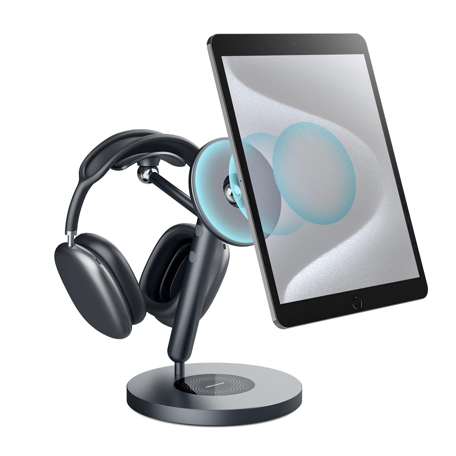 Nillkin iPad Magnetic Stand with Magsafe Ring, 360° Rotatable iPad Mount for iPhone, Headphones, Adjustable Aluminum Stand for Work, Live