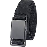 QAZSE Mens Stretch Belt Quick Release Magnetic Buckle Elastic Webbing Sport Work Golf Belts for Men 1.34inch Wide