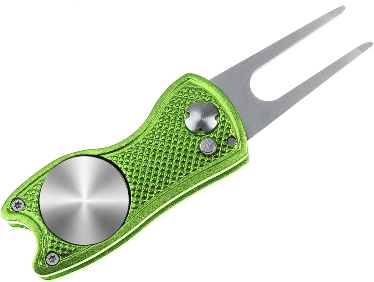 CRESTGOLF Switchblade Golf Divot Tool Golf Green Repair Pitch Fork(lemon)