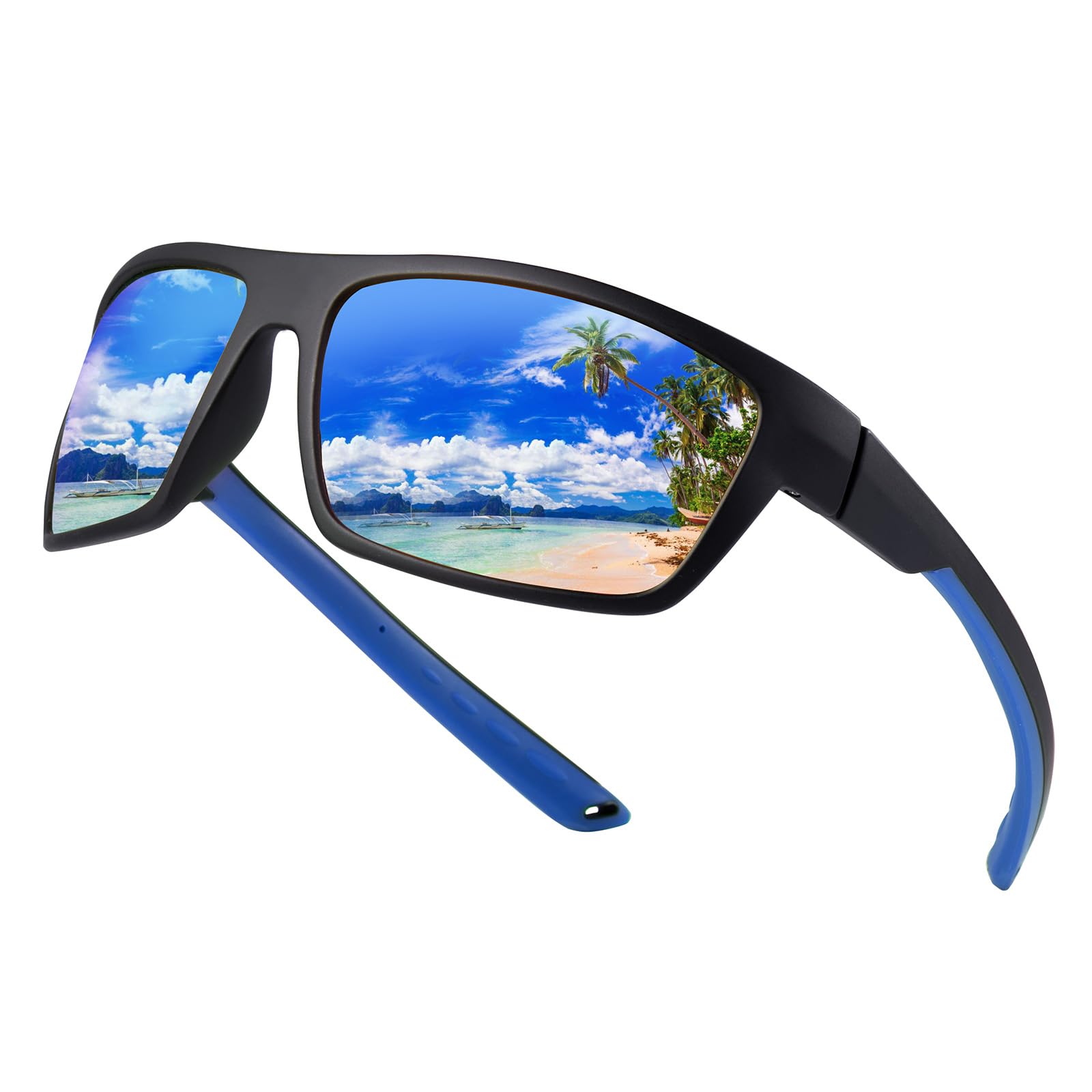 SKYWAY Polarized Sport Sunglasses for Women Men Wrap Around Baseball Softball Cycling Runing Glasses UV400 Protection,Blue Sun Glasses