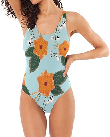 orange floral swimsuit