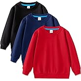 3-Pack Boys Crewneck Sweatshirt Long Sleeve Cotton Pullover Tops Thin Sweatshirts for Kids（2-12 Years)
