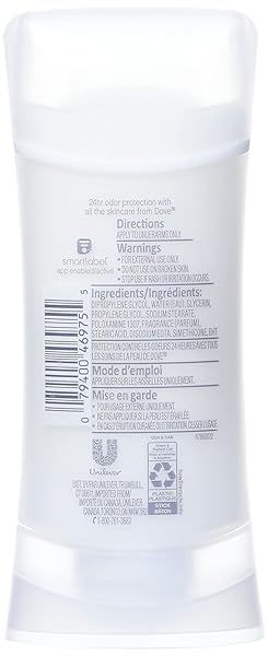 DOVE ALUMINUM-FREE DEODORANT FOR WOMEN SENSITIVE FOR 24 HOUR ALCOHOL FREE ODOR PROTECTION SAFE FOR SENSITIVE SKIN 2.6 OZ