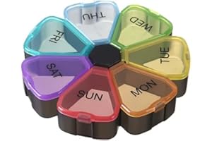 Personal Pill Organizers Large Weekly 7 Day Pill Box 1 Time Daily Floral Case Pretty Dispenser for Vitamin Fish Oil Medicatio