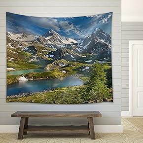 Mountain Lake, Russia, Siberia, Altai Mountains, Katun Ridge. - Fabric Wall Tapestry Home Decor - 51x60 inches