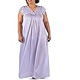 Shadowline Women’s Long Lace Nightgown 53” Length Gown Elegant Sleepwear