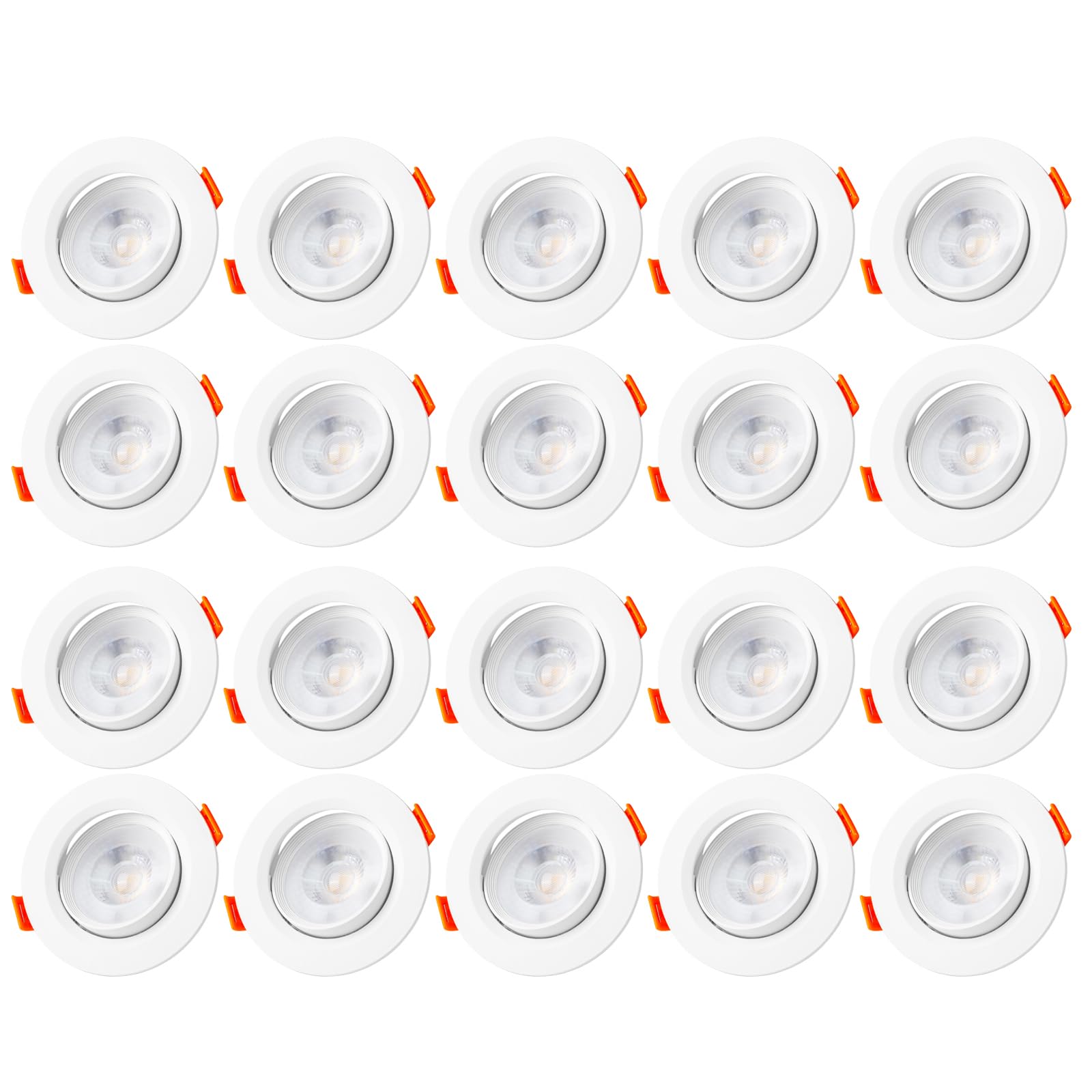 Vlio LED Spot Lights 24mm Ultra Slim, 5W 460lm LED Downlights Ceiling, Cool White 6000K LED Recessed Ceiling Lights, Rotatable IP44 Waterproof Bathroom Spotlights, 20 Pack