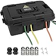 LeMotech Outdoor Electrical Box, Large IP55 Waterproof Connection Box with Handle, Extension Cord Cover w/8 Cable Seal Entry,for Outlet,Pool Pump,Timer,Power Strips,Holiday Light Decoration, Black