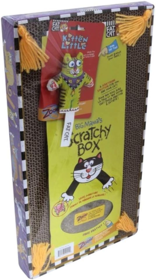 Petmate FATCAT Big Mama's Scratchy Box Cardboard Cat Scratcher, Catnip Toy Included : Scratching Pads : Pet Supplies