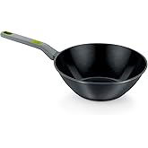 BRA COOKWARE Life Ceramic Nonstick Wok | 11 Inch 6.6 Quart Recycled Aluminum Stir-Fry Skillet | Ceramic Nonstick Deep Fry Pan | PFOA Free Asian Cooking Skillet | All Cooktops Flat Bottom Wok