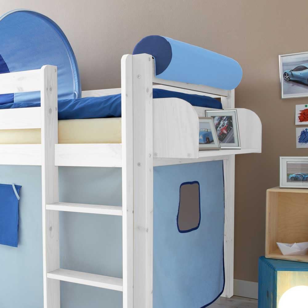 Pharao24 Kinderhochbett Mit Tunnel In Blau Halbhoch Hangeregal Nein Baby Kinderbetten Baby Myprintshop Gr