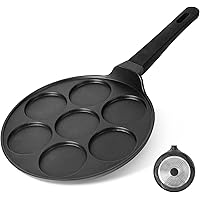 CAINFY Pancake Pan Maker Nonstick Induction Compatible, 10.5 Inch Mini Non Stick Silver Dollar Grill Blini Griddle Crepe Pan,