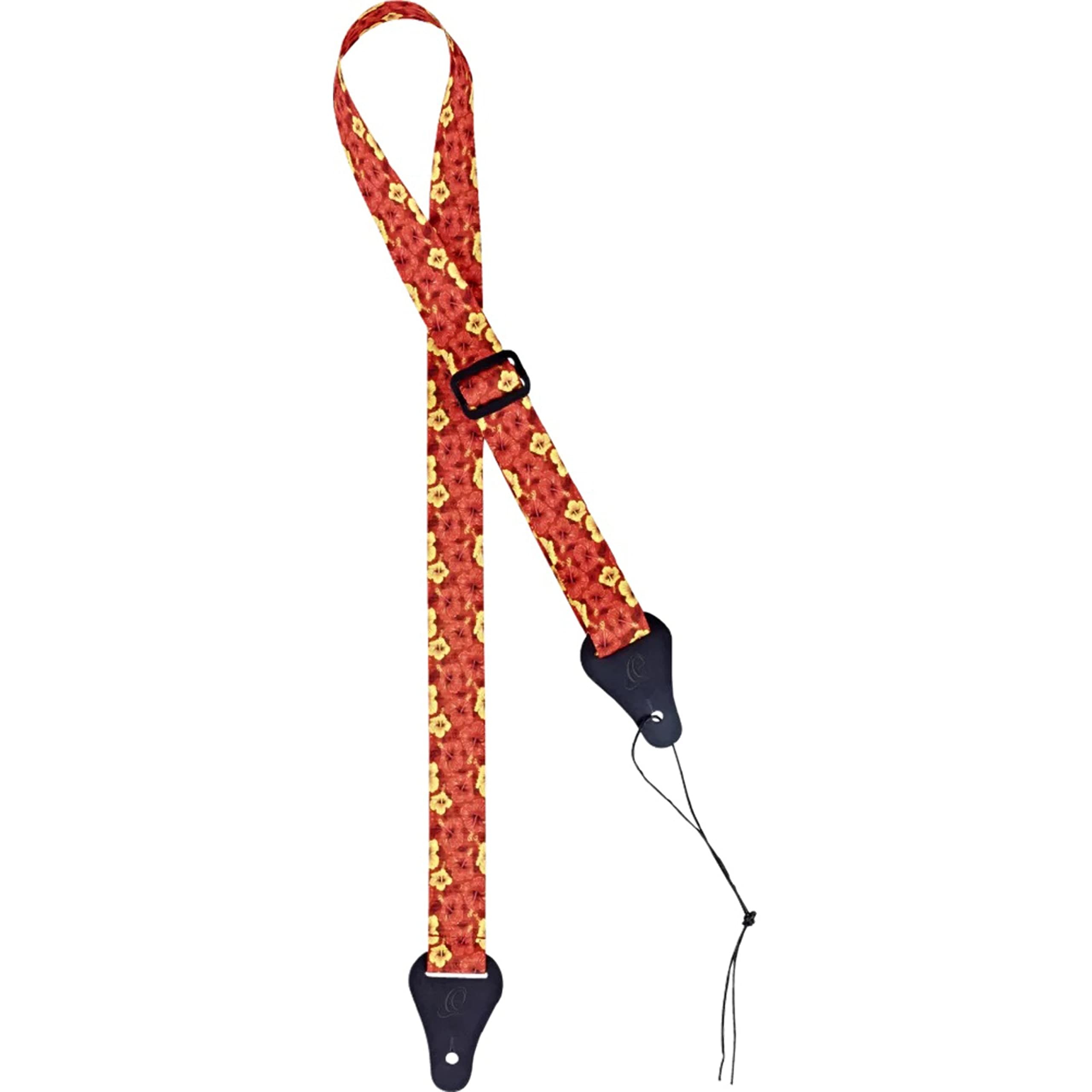 Ortega Guitars Ukulele Strap Adjustable - Nylon Straps Series - orange flower (OUS-ORFL)