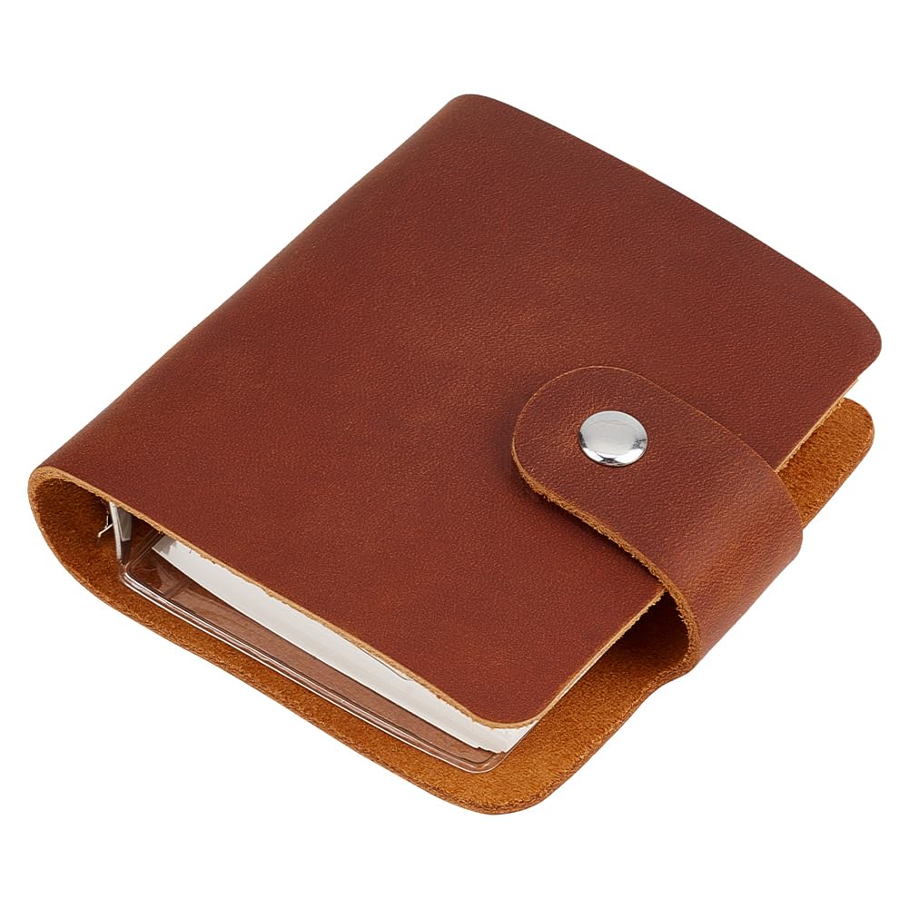 CRASPIRE Leather Journal Notebook Small Refillable A9 Travel Vintage Daily Memo Planner Paper 3.5 x 3.7in 120 Pages Lock Closure Portable Notepad for Man Women Gifts Traveler Writing Drawing Brown