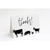 Red Door Inspirations Farm Animal Thank You Cards FFA, 4H, Farmer's Market, Farm Animal Birthday - 10 pack, Made in the USA!