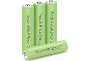 TOPUSSE 4 Pack Rechargeble 1.2V Ni-MH AAA Batteries, Long-Lasting Triple A Size Nimh Battery 800mAh for Outdoor Solar Lights