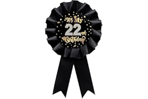 WIDEIDEAL Black It's My 22nd Birthday Tinplate Badge Pin, Happy 22nd Birthday Boys and Girls Award Ribbon Party Decorations Sign