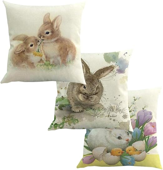 Amazon Co Jp Hakona クッションカバー 45 45 かわいい うさぎ おしゃれ 亜麻 北欧 雑貨 ソファ背当て 装飾枕カバー 抱き枕カバー 座布団カバー 車 椅子 インテリア飾り 3枚セット ホーム キッチン