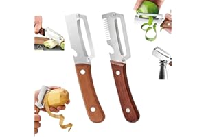 Multi-Functional Vegetable Peeler for Kitchen,Vegetable Peeler Wooden Handle,2-in-1 Stainless Steel Fruit & Vegetable Peelers