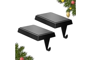 SINTENILL Christmas Stocking Holders for Mantle Set of 2, Heavy Weighted Metal Stocking Holders Hangers Low Profile Stocking 